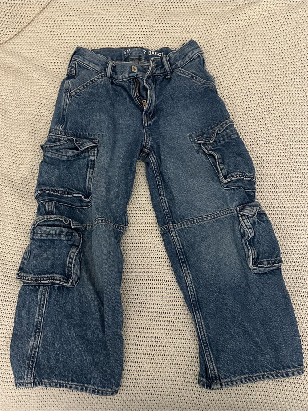 GAP Kids Baggy Cargo Jeans Medium Wash Size 7